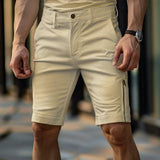 Riolio Men's Shorts Chino Shorts Bermuda shorts Work Shorts Zipper Pocket Plain Comfort Soft Knee Length Outdoor Casual Daily Fashion Streetwear Black White Micro-elastic