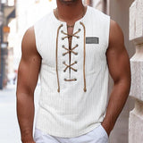 Men's Tank Top Vest Top Undershirt Sleeveless Shirt Ribbed Knit tee Plain American Flag Pit Strip V Neck Outdoor Going out Sleeveless Lace up Clothing Apparel Fashion Designer Muscle