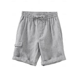 Riolio 100% Linen Men's Shorts Linen Shorts Summer Shorts Pocket Drawstring Elastic Waist Plain Breathable Comfortable Short Daily Vacation Going out Classic Casual Black Navy Blue