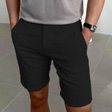 Riolio Men's Shorts Summer Shorts Work Shorts Button Pocket Plain Comfort Short Holiday Beach Weekend Fashion Casual Black White Micro-elastic