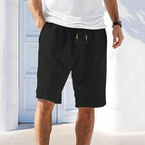 Riolio Men's Linen Shorts Summer Shorts Beach Shorts Pocket Drawstring Elastic Waist Plain Comfort Breathable Short Holiday Vacation Beach Hawaiian Boho Black Green