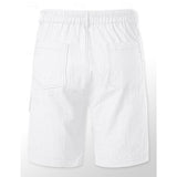 Riolio Men's Shorts Linen Shorts Summer Shorts Front Pocket Straight Leg Cargo Pocket Plain Comfort Breathable Knee Length Party Outdoor Casual Fashion Basic White Navy Blue