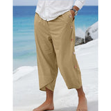 Men's Linen Pants Trousers Summer Pants Front Pocket Plain Comfort Breathable Ankle-Length Casual Daily Holiday Fashion Basic Black White