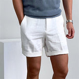 Riolio Men's Shorts Linen Shorts Summer Shorts Beach Shorts Zipper Plain Comfort Breathable Short Outdoor Daily Streetwear Stylish