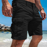 Riolio Men's Cargo Shorts Shorts Bermuda shorts Multi Pocket Straight Leg Plain Comfort Soft Knee Length Casual Holiday Beach Fashion Streetwear Black Green Micro-elastic