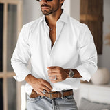 Riolio Men's Shirt Button Up Shirt Casual Shirt Black White khaki Long Sleeve Plain Lapel Daily Vacation Clothing Apparel Fashion Casual Comfortable