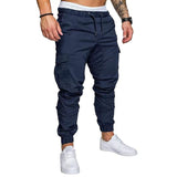 Riolio Men's Cargo Pants Cargo Trousers Joggers Trousers Drawstring Elastic Waist Plain Breathable Full Length 100% Cotton Streetwear Casual Loose Fit Black White Micro-elastic