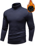 Riolio Turtle Neck Knitted Sweater, Men's Casual Warm Solid Color Mid Stretch Pullover Sweater For Fall Winter