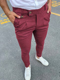Riolio Slim Fit Elegant Slacks, Men's Casual Vintage Style Slightly Stretch Dress Pants