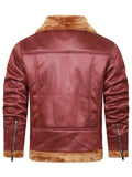 Riolio Men's Pu Jacket, Chic Faux Leather Jacket For Fall Winter