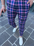Riolio Chic Plaid Slacks, Men's Casual Vintage Style Slightly Stretch Dress Pants