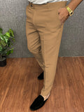 Riolio Men's Chic Elegant Slacks, Solid Color Skinny Dress Pants For Business Banquet