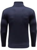 Riolio Turtle Neck Knitted Sweater, Men's Casual Warm Solid Color Mid Stretch Pullover Sweater For Fall Winter