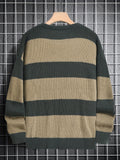 Riolio Trendy Men's Color Block Knitted Sweater - Warm And Comfortable Loose Pullover For Stylish Men