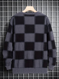 Riolio Men's Checkerboard Knitted Sweater - Warm And Stretchy Casual Pullover For Fall And Winter