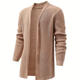 Riolio Elegant Slightly Stretch Knit Cardigan Coat, Men's Casual Vintage Style V Neck Sweater Cardigan For Fall Winter
