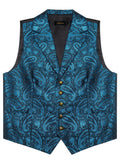 Riolio Elegant Paisley Pattern Dress Waistcoat, Men's Retro Single Breasted V Neck Smart Suit Vest For Dinner Wedding Banquet