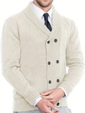 Riolio Men's Shawl Collar Cardigan Double Breasted Sweater, Plain Regular Fit Casual Knitted Sweater