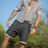 Riolio Men's Denim Button Down Shorts