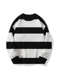 Riolio Trendy Men's Color Block Knitted Sweater - Warm And Comfortable Loose Pullover For Stylish Men