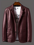 Riolio Men's Leather Lapel Zipper Up Cool Trendy Jacket For Autumn Winter Wear