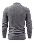 Riolio All Match Knitted Sweater, Men's Casual Warm Middle Stretch Shawl Collar Pullover Sweater For Men Fall Winter