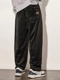 Riolio Loose Fit Corduroy Pants, Men's Casual Stretch Sweatpants For Spring Summer