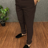 Riolio Men's Chic Elegant Slacks, Solid Color Skinny Dress Pants For Business Banquet