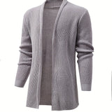 Riolio Elegant Slightly Stretch Knit Cardigan Coat, Men's Casual Vintage Style V Neck Sweater Cardigan For Fall Winter