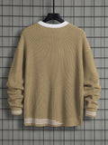 Riolio Classic Design Knitted Sweater, Men's Casual Warm High Stretch Round Neck Pullover Sweater For Fall Winter