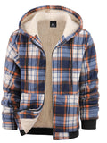 Riolio Men's Plaid Fleece Lined Hooded Warm Thick Jacket Casual Long Sleeve Sherpa Lined Hoodies With Full Zip Up Gym Sports Hooded Jacket