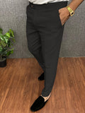 Riolio Men's Chic Elegant Slacks, Solid Color Skinny Dress Pants For Business Banquet