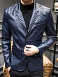 Riolio Men's Leather Lapel Zipper Up Cool Trendy Jacket For Autumn Winter Wear