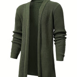 Riolio Elegant Slightly Stretch Knit Cardigan Coat, Men's Casual Vintage Style V Neck Sweater Cardigan For Fall Winter