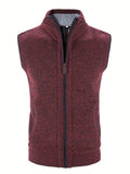 Riolio Men's Full Zip Up Casual Vest Cardigan, Plain Thermal Regular Fit Knit Sweater