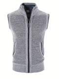 Riolio Men's Full Zip Up Casual Vest Cardigan, Plain Thermal Regular Fit Knit Sweater