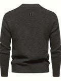 Riolio Men's Stylish Solid Knitted Sweater, Casual Mid Stretch Breathable Long Sleeve Crew Neck Top For City Walk Street Hanging Outdoor Activities