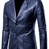 Riolio Men's Leather Lapel Zipper Up Cool Trendy Jacket For Autumn Winter Wear