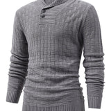 Riolio All Match Knitted Sweater, Men's Casual Warm Middle Stretch Shawl Collar Pullover Sweater For Men Fall Winter