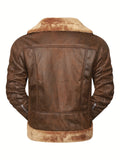 Riolio Men's Pu Jacket, Chic Faux Leather Jacket For Fall Winter