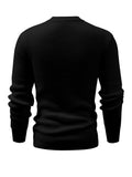 Riolio All Match Knitted Sweater, Men's Casual Warm Mid Stretch Round Neck Pullover Sweater For Fall Winter