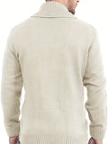 Riolio Men's Shawl Collar Cardigan Double Breasted Sweater, Plain Regular Fit Casual Knitted Sweater