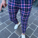 Riolio Chic Plaid Slacks, Men's Casual Vintage Style Slightly Stretch Dress Pants