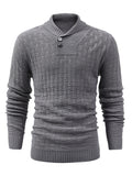 Riolio All Match Knitted Sweater, Men's Casual Warm Middle Stretch Shawl Collar Pullover Sweater For Men Fall Winter