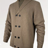 Riolio Men's Shawl Collar Cardigan Double Breasted Sweater, Plain Regular Fit Casual Knitted Sweater