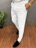 Riolio Men's Chic Elegant Slacks, Solid Color Skinny Dress Pants For Business Banquet