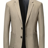 Riolio Elegant Two Button Blazer, Men's Semi-formal Lapel Suit Jacket For Business