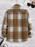 Riolio Men's Shirt Top Turn-Down Collar Long Sleeve Closure Classic Plaid Male Casual Shirt For Daily