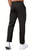 Riolio Men's Casual Straight Leg Pants, Relaxed Fit Open Bottom Elastic Waist Reflective Stripes Trousers