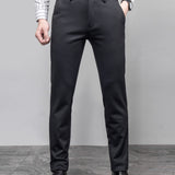 Riolio Semi-formal Classic Design Slim Fit Suit Trousers, Men's Pants For Spring Summer Business Occasion